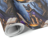 Belgischer Malinois Hund Gemälde zu Halloween Geschenkpapier (Rolleneckpunkt)