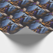 Belgischer Malinois Hund Gemälde zu Halloween Geschenkpapier (Ecke)