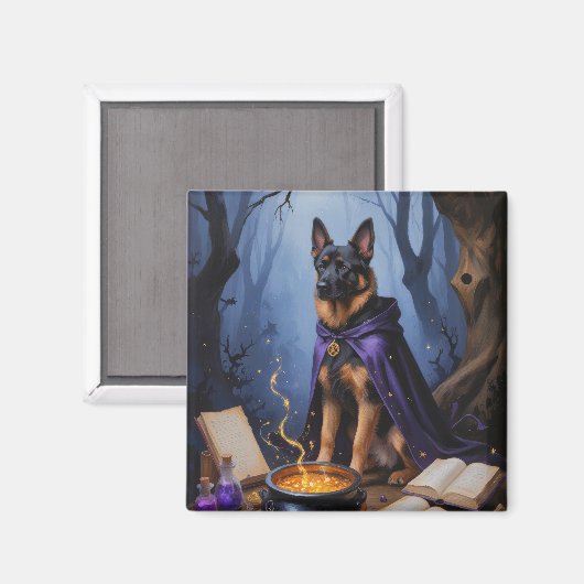 Belgischer Malinois Hund Gemälde zu Halloween Magnet (Vorderseite/Rückseite)