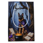 Belgischer Malinois Hund Gemälde zu Halloween Mittlere Geschenktüte (Vorderseite)