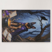 Belgischer Malinois Hund Gemälde zu Halloween Puzzle (Horizontal)