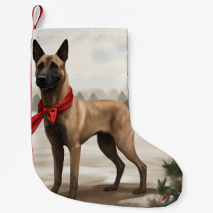 Belgischer Malinois Hund im Schnee Weihnachten Kleiner Weihnachtsstrumpf
