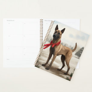 Belgischer Malinois-Hund im Schnee Weihnachten Planer
