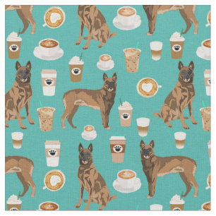 Belgischer Malinois-Hund-Kaffee Türkis Stoff