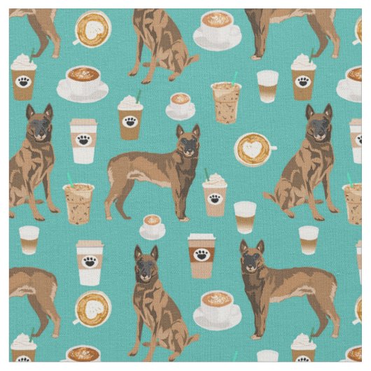 Belgischer Malinois-Hund-Kaffee Türkis Stoff (Nahaufnahme)