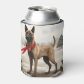 Belgischer Malinois-Hund zu Schneeschweihnachtsfes Dosenkühler (Kanne Vorderseite)