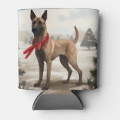 Belgischer Malinois-Hund zu Schneeschweihnachtsfes Dosenkühler (Vorderseite)