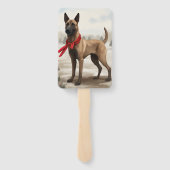 Belgischer Malinois-Hund zu Schneeschweihnachtsfes Fächer (Rückseite)