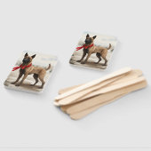 Belgischer Malinois-Hund zu Schneeschweihnachtsfes Fächer (Non-assembled)