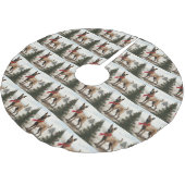 Belgischer Malinois-Hund zu Schneeschweihnachtsfes Polyester Weihnachtsbaumdecke (Schrägansicht)