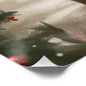 Belgischer Malinois-Hund zu Schneeschweihnachtsfes Poster (Ecke)