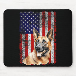 Belgischer Malinois-Hundefan Flagge 4. Juli Mousepad