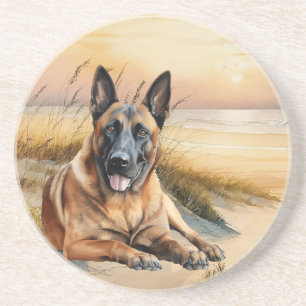 Belgischer Malinois-Hundefreund Sandstrand Getränkeuntersetzer