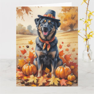 Belgischer Malinois in Herbstblättern Thanksgiving Karte
