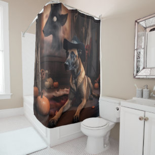 Belgischer Malinois Kürbisse Halloween Gruselig Duschvorhang