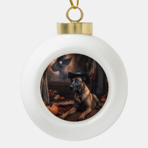 Belgischer Malinois Kürbisse Halloween Gruselig Keramik Kugel-Ornament