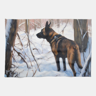 Belgischer Malinois Lass es schneien Weihnachten Geschirrtuch