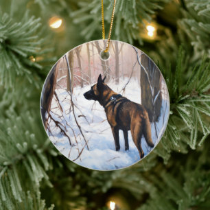 Belgischer Malinois Lass es schneien Weihnachten Keramik Ornament