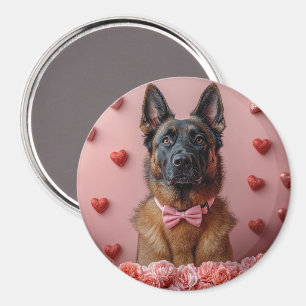 Belgischer Malinois mit Rosen - Valentinstag  Magnet