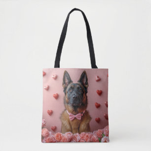 Belgischer Malinois mit Rosen - Valentinstag  Tasche