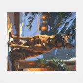 Belgischer Malinois mit Weihnachtslichtern Feierta Fleecedecke (Vorderseite (Horizontal))