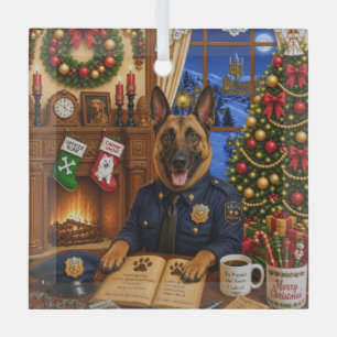 Belgischer Malinois Polizei Urlaub  Ornament Aus Glas