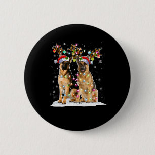 Belgischer Malinois-Rentierhut Weihnachtsmann Weih Button