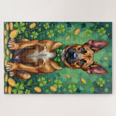 Belgischer Malinois St. Patrick’s Day Glückshund Puzzle (Horizontal)