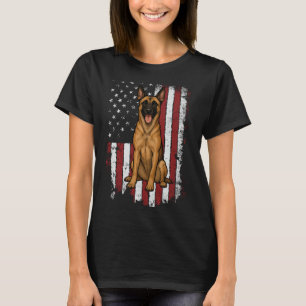 Belgischer Malinois USA-Flagge Patriotisch 4. Juli T-Shirt