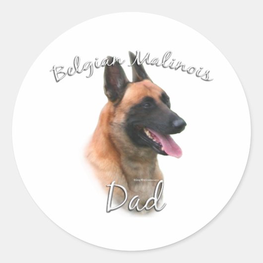 Belgischer Malinois-Vater 2 Runder Aufkleber (Vorderseite)