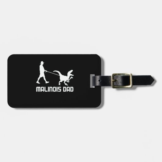 Belgischer Malinois-Vater Dinosaur Funny-Geschenk Gepäckanhänger (Vorderseite horizontal)