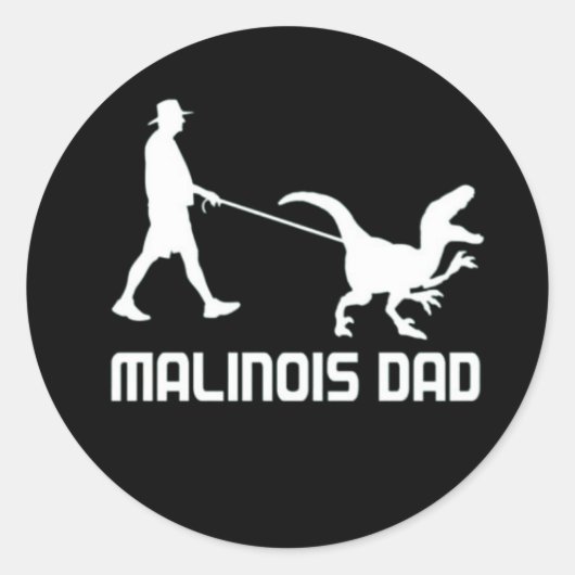 Belgischer Malinois-Vater Dinosaur Funny-Geschenk Runder Aufkleber (Vorderseite)