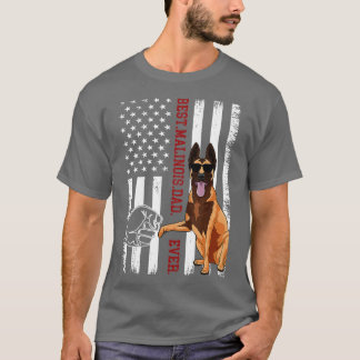 Belgischer Malinois-Vater Hunde Amerikanische Flag T-Shirt