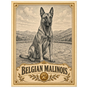 Belgischer Malinois, Vintage Heritage Hund Postkarte