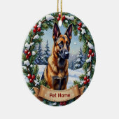 Belgischer Malinois Weihnachten Keramik Ornament (Rechts)