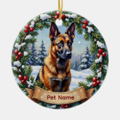Belgischer Malinois Weihnachten Keramik Ornament (Vorne)