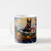 Belgischer Malinois Weihnachtsboot Urlaub Kaffeetasse (Vorderseite Links)