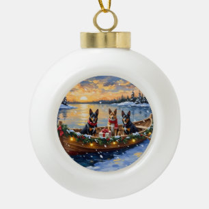 Belgischer Malinois Weihnachtsboot Urlaub Keramik Kugel-Ornament