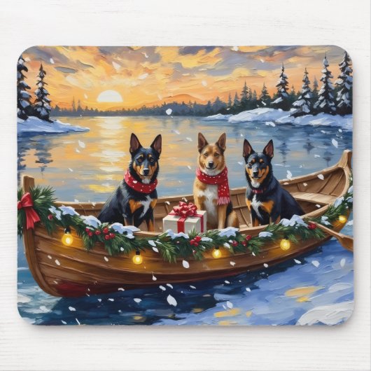 Belgischer Malinois Weihnachtsboot Urlaub Mousepad (Vorne)
