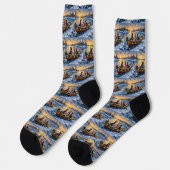 Belgischer Malinois Weihnachtsboot Urlaub Socken (Linkes Detail)