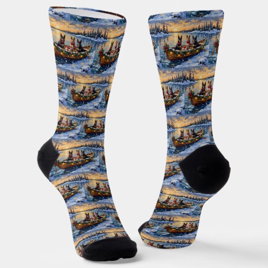 Belgischer Malinois Weihnachtsboot Urlaub Socken (Gewinkelt)