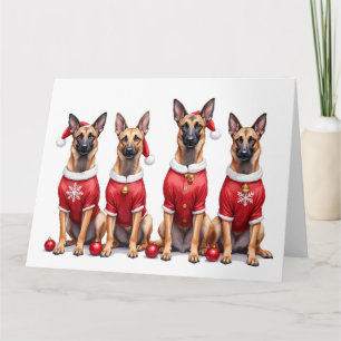 Belgischer Malinois Weihnachtskleid Santa Hut Karte