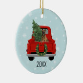 Belgischer Malinois Weihnachtsroter LKW Keramik Ornament (Rechts)