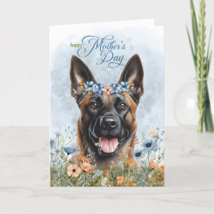 Belgischer Malinois-Wildblume Muttertag Feiertagskarte