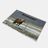 Belgischer Pferdewechsel in Paddock - Begrüßungstü Fußmatte (Schrägansicht)