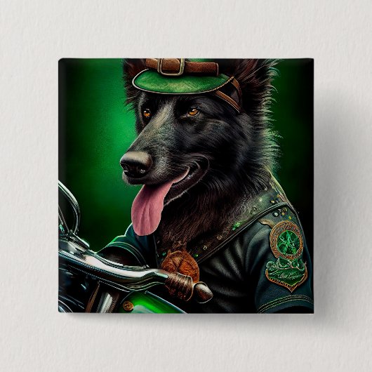 Belgischer Schäferfahrrad St. Patrick's Day Button (Vorderseite)