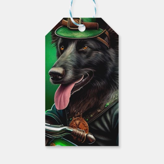 Belgischer Schäferfahrrad St. Patrick's Day Geschenkanhänger (Rückseite)