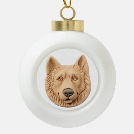 Belgischer Schäferhund 3D Inspiriert Keramik Kugel-Ornament (Vorderseite)