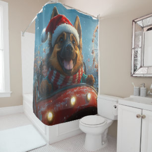 Belgischer Schäferhund Achterbahn Weihnachten Duschvorhang