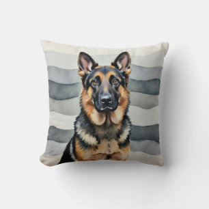 Belgischer Schäferhund Aquarell Weiche Wellenkunst Kissen